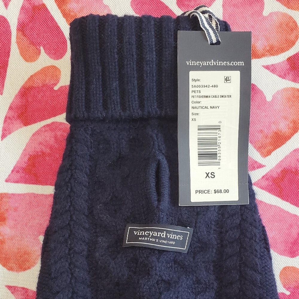 Vineyard Vines Cashmere Navy Pet Sweater XS